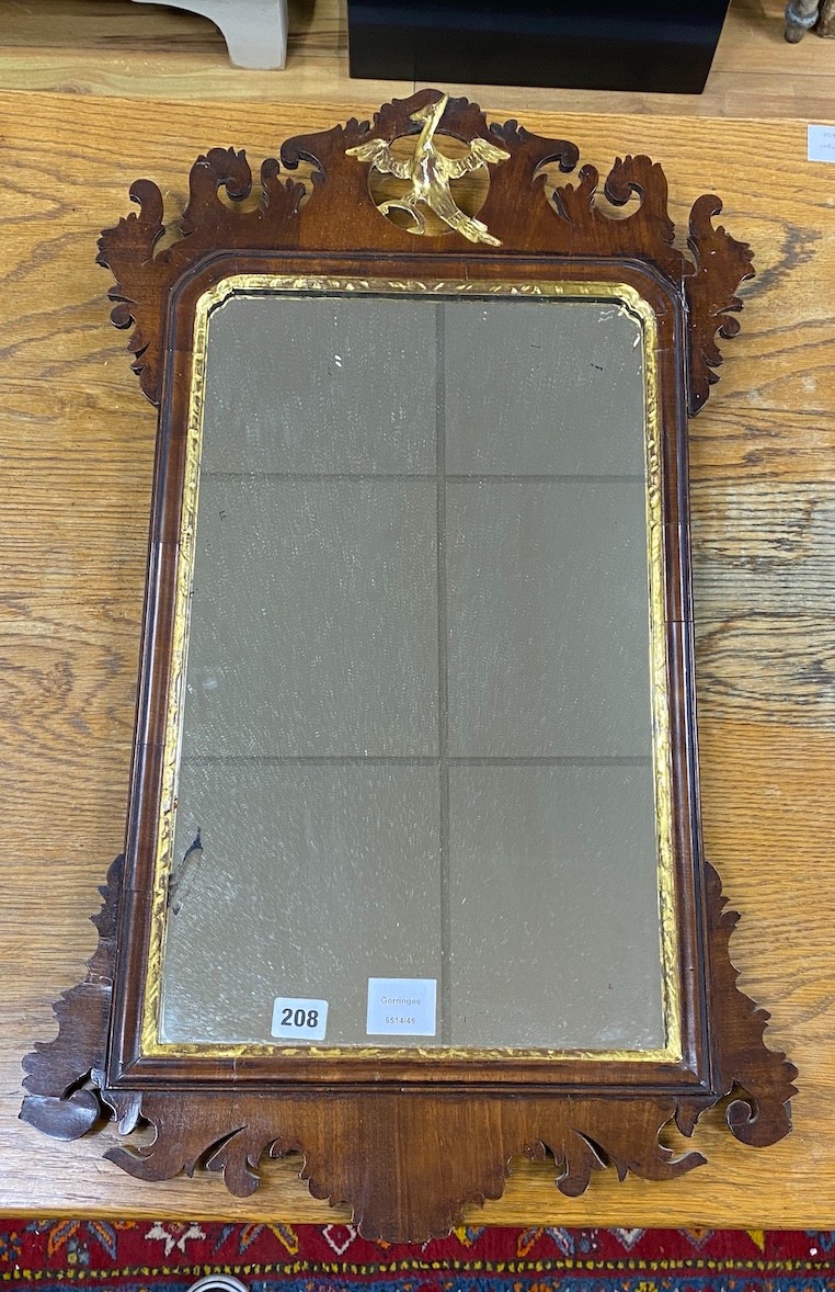 A George III style mahogany fret cut wall mirror, width 45cm, height 77cm